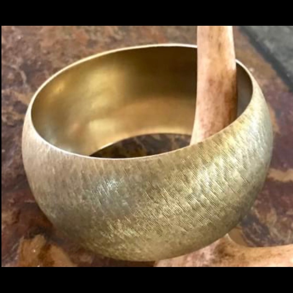 Elizabeth Cole Wide Gold Tone Bracelet/Bangle